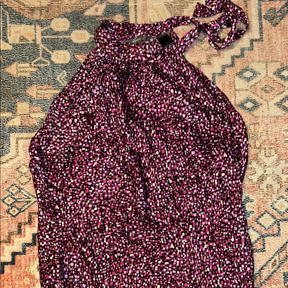 Liz Claiborne Pink and Black Halter Blouse